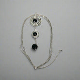 Silver Multi Chain Necklace with 3 Round Drops